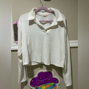 Moa Moa Cream Button Down Knit Shirt